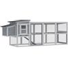 PawHut Pollaio con recinto e nido, tetto asfalto e cassetto estraibile, 264x82x89 cm, Grigio | Aosom Italy