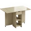 HOMCOM Tavolo pieghevole 2-4 persone con ruote, vano e cassetto, Legno naturale | Aosom Italy