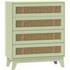 HOMCOM Cassettiera 4 cassetti effetto rattan con struttura in legno, 80x35x95 cm, Verde | Aosom Italy