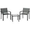 Outsunny Set terrazza 3 pezzi con sedie in textilene e tavolo vetro, Grigio chiaro | Aosom Italy