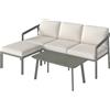 Outsunny Set giardino 3 pezzi con divano, poggiapiedi e tavolino, Marrone e Beige | Aosom Italy
