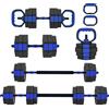 SPORTNOW Set manubri 6 in 1 regolabili 30 kg con barra e kettlebell, Blu | Aosom Italy