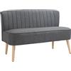HOMCOM Divano 2 posti imbottito effetto lino con telaio in legno, 117 cm, Grigio | Aosom Italy