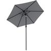 Outsunny Ombrellone giardino Ø200 cm con manovella e palo alluminio, Grigio scuro | Aosom Italy