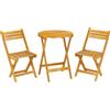 Outsunny Set bistrot pieghevole 3 pezzi in acacia con tavolo rotondo, Legno naturale | Aosom Italy
