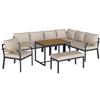 Outsunny Salotto giardino 7 pezzi modulare con tavolo WPC e pouf, Beige e Grigio | Aosom Italy