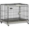 PawHut Gabbia cane pieghevole con ruote e vassoio, 60,5x45,5x54,5 cm, Nero | Aosom Italy