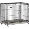 PawHut Gabbia cane pieghevole con ruote, vassoio e tetto apribile, 75,5x46x64,5 cm, Nero | Aosom Italy