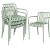 Outsunny Set 4 sedie giardino impilabili in polipropilene anti UV, Grigio verde | Aosom Italy