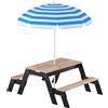AIYAPLAY Tavolo picnic bambini 3 in 1 con ombrellone e contenitori, Legno naturale | Aosom Italy