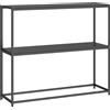 HOMCOM Consolle in acciaio con 2 ripiani per ingresso e soggiorno, 100x30x87 cm, Nero | Aosom Italy