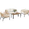 Outsunny Set giardino 4 persone con divano 2 posti, poltrone e tavolo | Aosom Italy