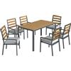 Outsunny Set giardino 7 pezzi con tavolo pranzo, 6 sedie e cuscini, Legno naturale | Aosom Italy