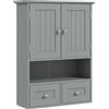 kleankin Mobile bagno da parete con ante, mensola e 2 cassetti, 50,8x17,8x66 cm, Grigio | Aosom Italy