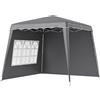 Outsunny Gazebo pieghevole 2,9x2,9 m con pareti e altezza regolabile, Grigio | Aosom Italy