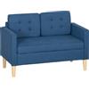 HOMCOM Divano 2 posti con contenitore e rivestimento capitonné, 117x62x78 cm, Blu | Aosom Italy