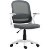 HOMCOM Sedia ufficio in mesh con braccioli ribaltabili e supporto lombare, Grigio | Aosom Italy