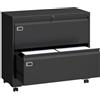 HOMCOM Cassettiera archivio con 2 cassetti e guide sospese, 90x40x77,4 cm, Nero | Aosom Italy