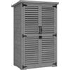 Outsunny Armadio giardino in legno con 2 ripiani e tetto bitumato, 75x50x118 cm, Grigio | Aosom Italy