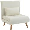 HOMCOM Chaise longue letto 3 in 1 con schienale a 5 posizioni e cuscino, Crema | Aosom Italy