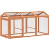 PawHut Pollaio con recinto e posatoio in legno e metallo per 4 galline, 156x70,5x84 cm, Arancione | Aosom Italy