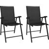 Outsunny Set 2 sedie pieghevoli giardino in texteline, 58x62x97 cm, Nero | Aosom Italy