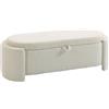 HOMCOM Panca contenitore ovale in tessuto teddy, 129x48,5x44 cm, Crema | Aosom Italy