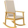 Outsunny Poltrona dondolo in legno con cuscino, 60x89x107 cm, Beige | Aosom Italy