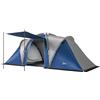 Outsunny Tenda tunnel doppio strato 4-5 persone con 2 camere, Blu | Aosom Italy
