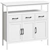 HOMCOM Buffet cucina con 3 porte, 3 cassetti e ripiani regolabili, 95x35x88 cm, Bianco | Aosom Italy