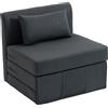 HOMCOM Poltrona letto 2 in 1 pieghevole effetto lino, Grigio scuro | Aosom Italy