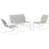 Outsunny Set giardino 4 pezzi con divano 2 posti e tavolo vetro, Grigio chiaro | Aosom Italy