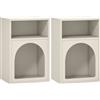 HOMCOM Set 2 comodini con scomparti aperti e design ad arco, 40x30x60 cm, Crema | Aosom Italy