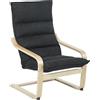 HOMCOM Poltrona salotto in velluto con schienale alto e gambe in legno, 67x83x105 cm, Nero | Aosom Italy