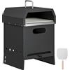 Outsunny Forno a legna per pizza 3-in-1 da esterno, 2 livelli con pietra per pizza, maniglie, pala | Aosom Italy