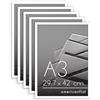 Americanflat Cornice A3 Bianche - Set di 5 Cornici A3 per Foto con Bordo Sottile e Pannello Protettivo in Plastica - Portafoto da Parete con Ganci Seghettati Integrati