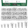 Keadic 800 pezzi M2 M2.5 M3 M4 in alluminio, set di rivetti solidi in alluminio, 6 mm, 8 mm, 10 mm, rivetti in alluminio solido per la riparazione di barche, aerei, macchine automobilistiche