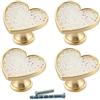YOUYOUULU 4 pomelli per cassetti a forma di cuore in rame dorato e cristallo bianco Maniglie per mobili in rame dorato (cristallo bianco)