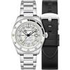 Spinnaker Fleuss SP-5118 - Orologio automatico da uomo con cinturino in acciaio inossidabile massiccio, 43 mm, Bianco brillante, Bracciale