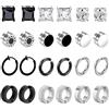 VELESAY 12 Paia Orecchini Magnetici Uomo Senza Buco - Cerchio Clip Finti Nero e Argento Set di Acciaio Inossidabile