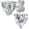 SOMEDA® Orecchini a perno in argento Sterling 925, a forma di cuore, ricambio di diamanti di moissanite, unisex, diverse misure, 5mm | 1 CT, Argento