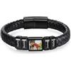lorajewel Bracciale Personalizzato da Uomo con Nome Bracciale con Foto in Pelle Regalo per Uomo Papà Nonno Marito Fidanzato