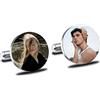 MeMeDIY Gemelli Uomo Personalizzati con Foto/Iniziale/Testo Gemelli in Acciaio Inossidabile per Uomo Camicia Gemelli in Argento Set Gemelli Iniziali Matrimonio Commerciale Regalo