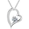Bramart Collana Donna - 1 Cuore Finitura in Oro Bianco 14k - Idea regalo per lei Finitura in Argento, Anniversario Matrimonio Idee Regali Compleanno - Cofanetto Incluso (Collana Donna - 1 Cuore Argento)