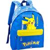 Clondo Zaino Americano Bambini Per Pokemon Fan 41x31x18 cm con Spallacci Imbottiti e Tasca Frontale - Per Scuola, Tempo Libero, Viaggi - Blu e Giallo