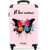 NoBoringSuitcases.com Valigia Trolley per Bambini, Personalizzabile, 55x40x20 cm, 10 kg (Farfalla - Arcobaleno)