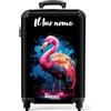 NoBoringSuitcases.com Valigia Trolley Bagaglio a Mano Personalizzabile, Cabin Go 55x40x20 cm (Fenicottero - Rosa)