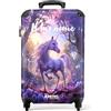 NoBoringSuitcases.com Valigia Bambina Trolley Personalizzabile, Bagaglio a Mano, 55x40x20 cm (Unicorno, Fiori - Viola)