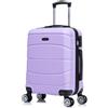 R.Leone Valigia da 1 Fino a Set 4 Trolley Rigido grande, medio, bagaglio a mano 55x40x23 cm Wizz, ITA Airways e bagaglio 45x36x20 cm EasyJet in ABS 8001 (Lilla, M Valigia Medio)