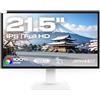 JapanNext Monitor Tattile Bianco 21.5 IPS Full HD (1920x1080) | HDR | Inclinazione regolabile Altoparlanti integrati | DP(1) HDMI(1) USB-A(2) USB-C(1) | 100% sRGB G-Sync/FreeSync | JN-IPS2152FHDR-T